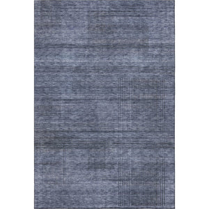 HomeRoots 8' X 10' Navy Blue & Gray Striped Area Rug – Washable, Stain Resistant, UV Protected for Busy Homes 666480