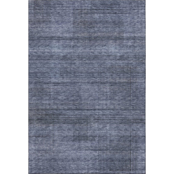 HomeRoots 8' X 10' Navy Blue & Gray Striped Area Rug – Washable, Stain Resistant, UV Protected for Busy Homes 666480