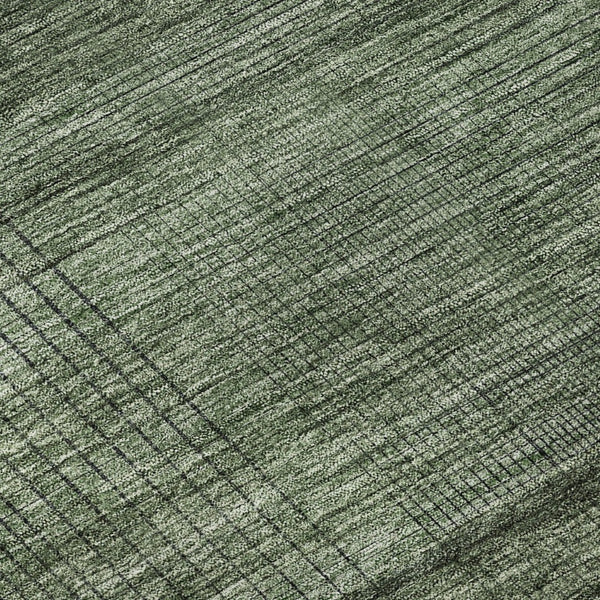 HomeRoots 8' Stylish Olive Green and Gray Striped Round Rug - Washable, UV Protected, and Stain Resistant! 666485