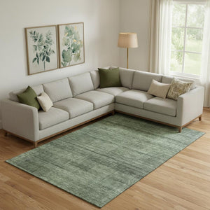 HomeRoots 10' Olive Green and Gray Striped Washable Area Rug - UV Protected, Durable, Perfect for High-Traffic Areas 666488