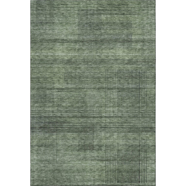 HomeRoots 10' Olive Green and Gray Striped Washable Area Rug - UV Protected, Durable, Perfect for High-Traffic Areas 666488