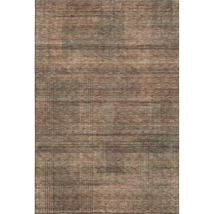HomeRoots 10' X 14' Washable Area Rug in Rust and Gray Stripes – Durable, Stain-Resistant, UV Protected Design 666494