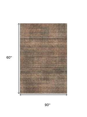 HomeRoots 10' X 14' Washable Area Rug in Rust and Gray Stripes – Durable, Stain-Resistant, UV Protected Design 666494