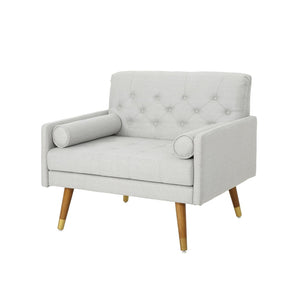 English Elm Club Chair Tufted Accent Seat with Bolster Pillows and Gold Splayed Legs for Living Room 63050.00LGRY