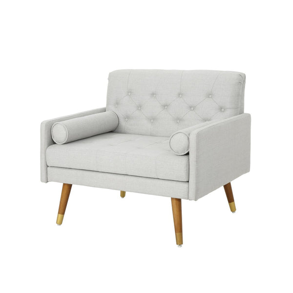 English Elm Club Chair Tufted Accent Seat with Bolster Pillows and Gold Splayed Legs for Living Room 63050.00LGRY