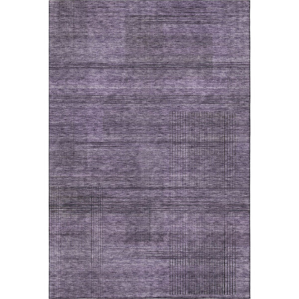 HomeRoots 5' Stylish Plum and Gray Striped Area Rug – Washable, UV Protected, Durable for Everyday Living 666496