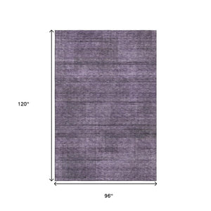 HomeRoots 8' X 10' Washable Plum and Gray Striped Area Rug with UV Protection for Stylish Indoor Spaces 666498