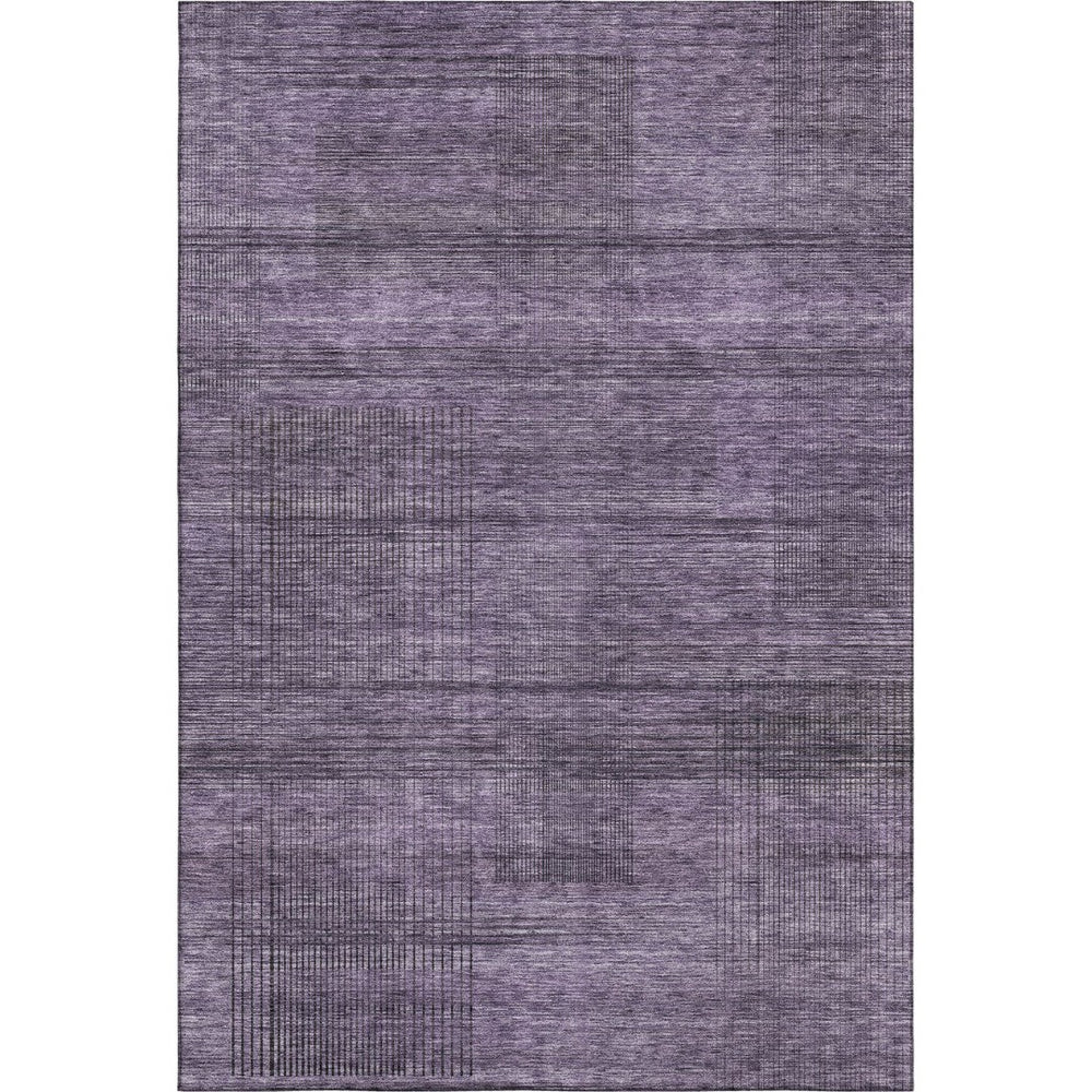 HomeRoots 9' X 12' Stylish Plum and Gray Striped Area Rug - Washable, UV-Protected, Durable for Any Space! 666499