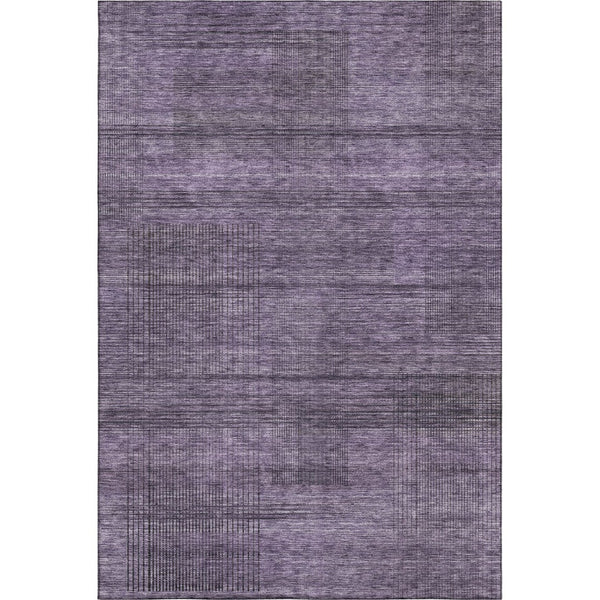 HomeRoots 10' X 14' Plush Plum & Gray Striped Washable Area Rug with UV Protection for Easy Maintenance & Style 666500