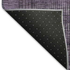 HomeRoots 10' X 14' Plush Plum & Gray Striped Washable Area Rug with UV Protection for Easy Maintenance & Style 666500