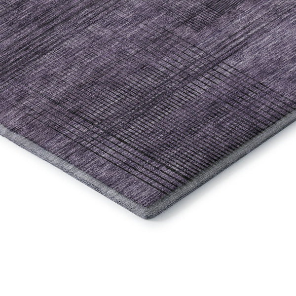 HomeRoots 10' X 14' Plush Plum & Gray Striped Washable Area Rug with UV Protection for Easy Maintenance & Style 666500