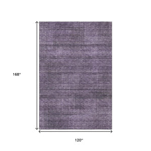 HomeRoots 10' X 14' Plush Plum & Gray Striped Washable Area Rug with UV Protection for Easy Maintenance & Style 666500