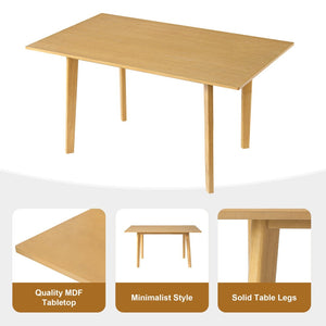 English Elm 7-piece Rectangular Rubberwood Dining Set with Six Linen Upholstered Stackable Chairs Natural N752S000018N