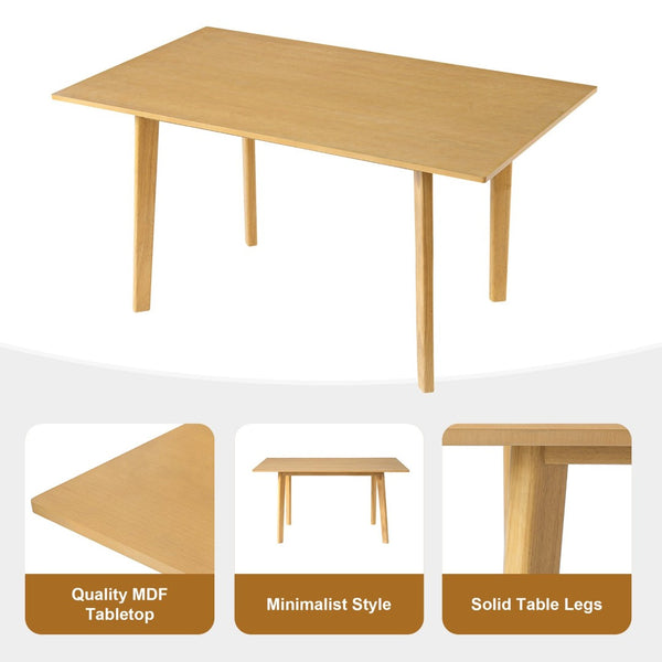 English Elm 7-piece Rectangular Rubberwood Dining Set with Six Linen Upholstered Stackable Chairs Natural N752S000018N