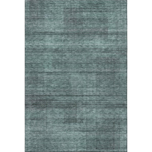 HomeRoots 5' X 8' Stylish Teal and Gray Striped Area Rug - Durable, Washable, UV Protected for Everyday Life 666502