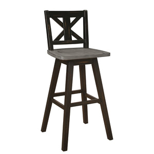 English Elm Pub Height Swivel Chairs Set Of 2 - Distressed Gray & Black X-Back Design For Rustic Charm & Comfort B011P194913-GIGA