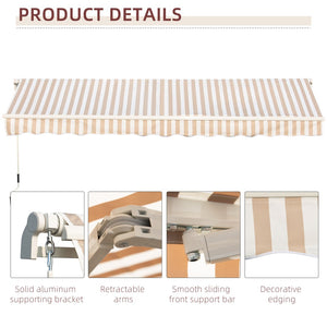 English Elm Outsunny 13' X 8' Retractable Awning - Uv & Water-Resistant Shade For Patios, Decks, & Balconies! W2225P174188-GIGA