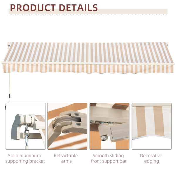 English Elm Outsunny 13' X 8' Retractable Awning - Uv & Water-Resistant Shade For Patios, Decks, & Balconies! W2225P174188-GIGA