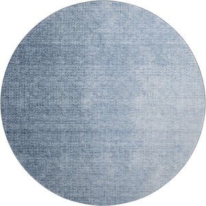 HomeRoots 8' Blue Ombre Round Rug - Washable, UV-Protected, Stain-Resistant, Perfect for Homes with Kids & Pets! 666587
