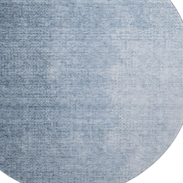HomeRoots 8' Blue Ombre Round Rug - Washable, UV-Protected, Stain-Resistant, Perfect for Homes with Kids & Pets! 666587