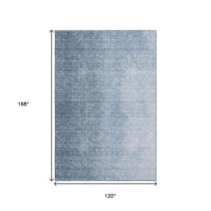 HomeRoots 10' Blue and Ivory Ombre Washable Area Rug - UV Protected, Durable, Stylish for Modern Living Spaces 666590