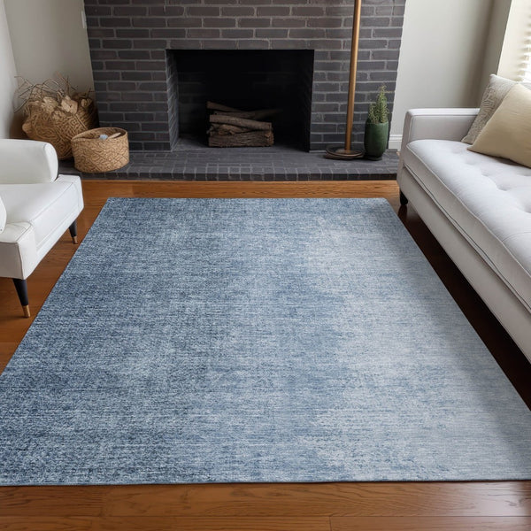 HomeRoots 10' Blue and Ivory Ombre Washable Area Rug - UV Protected, Durable, Stylish for Modern Living Spaces 666590