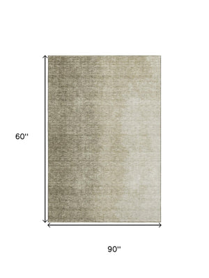 HomeRoots 5' X 8' Brown And Beige Ombre Area Rug - Washable, UV-Protected, Soft, Durable, Ideal for Homes 666592