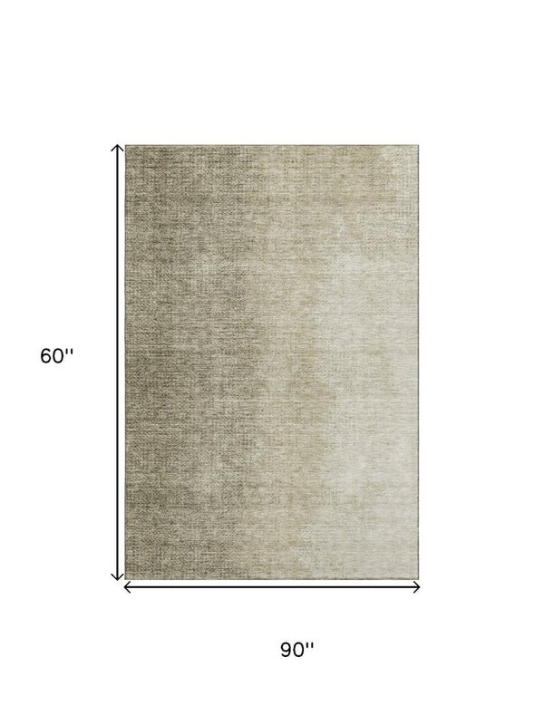 HomeRoots 5' X 8' Brown And Beige Ombre Area Rug - Washable, UV-Protected, Soft, Durable, Ideal for Homes 666592