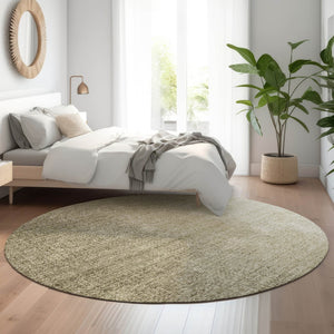 HomeRoots 8' Brown and Beige Ombre Round Rug - Washable, UV Protected, Modern Style for Indoor & Outdoor Use 666593