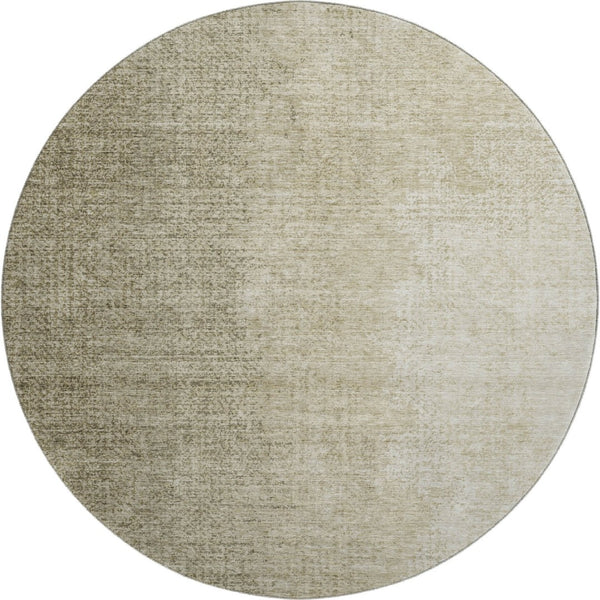 HomeRoots 8' Brown and Beige Ombre Round Rug - Washable, UV Protected, Modern Style for Indoor & Outdoor Use 666593