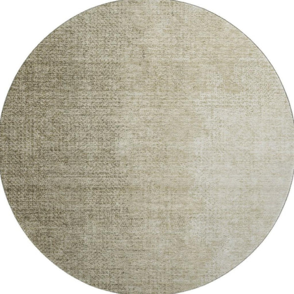 HomeRoots 8' Brown and Beige Ombre Round Rug - Washable, UV Protected, Modern Style for Indoor & Outdoor Use 666593
