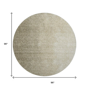 HomeRoots 8' Brown and Beige Ombre Round Rug - Washable, UV Protected, Modern Style for Indoor & Outdoor Use 666593