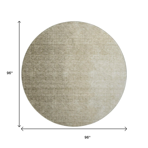 HomeRoots 8' Brown and Beige Ombre Round Rug - Washable, UV Protected, Modern Style for Indoor & Outdoor Use 666593