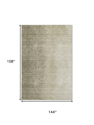 HomeRoots 9' X 12' Brown And Beige Ombre Area Rug – Washable, UV Protected, Perfect for High-Traffic Homes! 666595