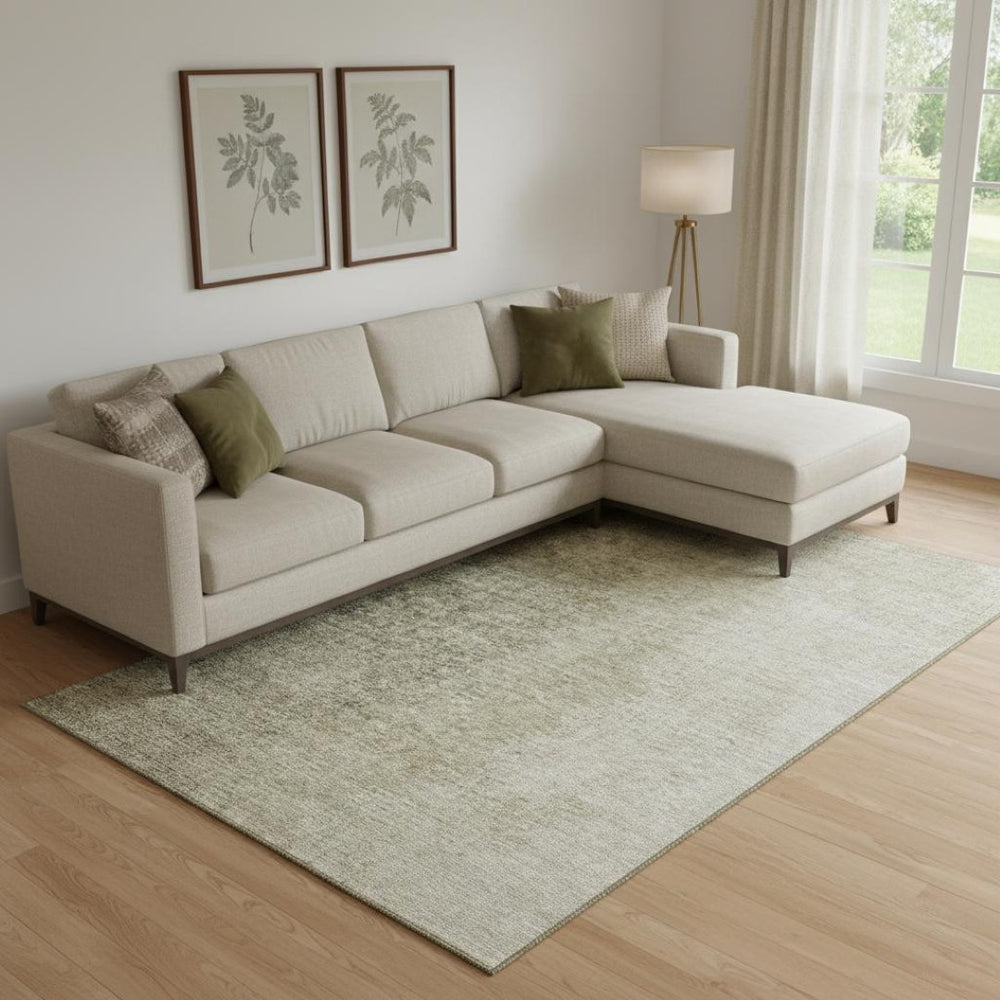 HomeRoots 10' X 14' Ombre Area Rug - Brown & Beige, Washable with UV Protection, Stain-Resistant Design for Homes 666596