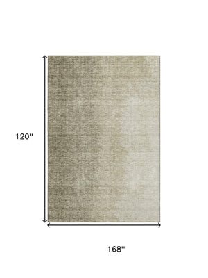 HomeRoots 10' X 14' Ombre Area Rug - Brown & Beige, Washable with UV Protection, Stain-Resistant Design for Homes 666596