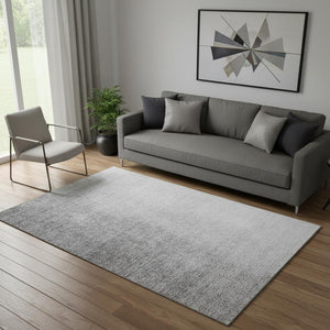 HomeRoots 5' X 8' Gray & Silver Ombre Area Rug - Washable, UV-Protected, Durable Design for High-Traffic Spaces 666598