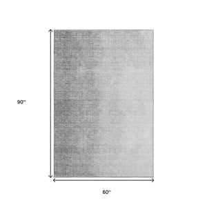 HomeRoots 5' X 8' Gray & Silver Ombre Area Rug - Washable, UV-Protected, Durable Design for High-Traffic Spaces 666598