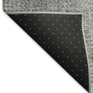 HomeRoots 8' Gray and Silver Ombre Washable Round Rug - Durable, Stain-Resistant, UV Protected for Modern Homes 666599