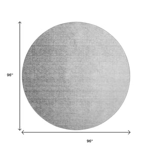 HomeRoots 8' Gray and Silver Ombre Washable Round Rug - Durable, Stain-Resistant, UV Protected for Modern Homes 666599