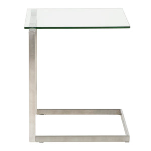 English Elm Zenn Floating Glass End Table Brushed Steel Frame Modern Living Room Accent B202P223406
