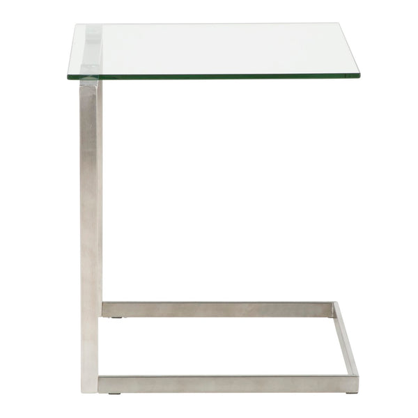 English Elm Zenn Floating Glass End Table Brushed Steel Frame Modern Living Room Accent B202P223406