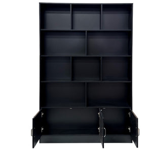English Elm 70.87" Tall Cube Bookcase with 10 Open Shelves and Cabinet for Living Room or Office W331P377354