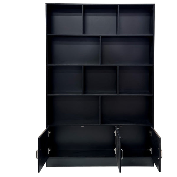 English Elm 70.87" Tall Cube Bookcase with 10 Open Shelves and Cabinet for Living Room or Office W331P377354