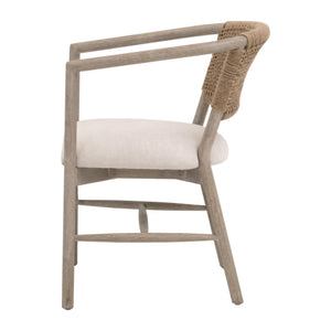Essentials for Living Juxtaposition Accent Chair Oak Frame Linen Seat Handwoven Jute Back Living Room 6666.BISQ/NG