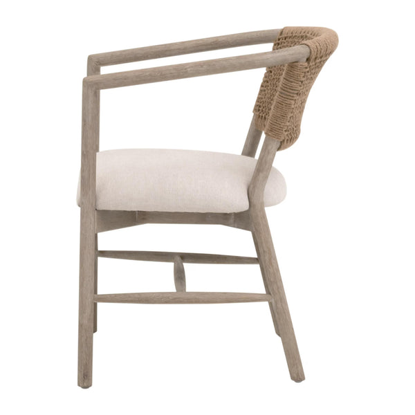 Essentials for Living Juxtaposition Accent Chair Oak Frame Linen Seat Handwoven Jute Back Living Room 6666.BISQ/NG