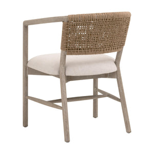 Essentials for Living Juxtaposition Accent Chair Oak Frame Linen Seat Handwoven Jute Back Living Room 6666.BISQ/NG