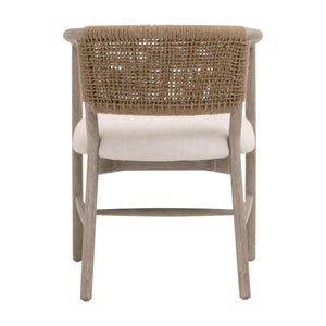 Essentials for Living Juxtaposition Accent Chair Oak Frame Linen Seat Handwoven Jute Back Living Room 6666.BISQ/NG
