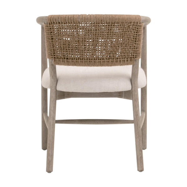Essentials for Living Juxtaposition Accent Chair Oak Frame Linen Seat Handwoven Jute Back Living Room 6666.BISQ/NG