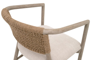 Essentials for Living Juxtaposition Accent Chair Oak Frame Linen Seat Handwoven Jute Back Living Room 6666.BISQ/NG